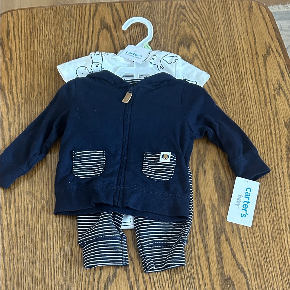 Carter's Navy Jacket and Striped Leggings Set